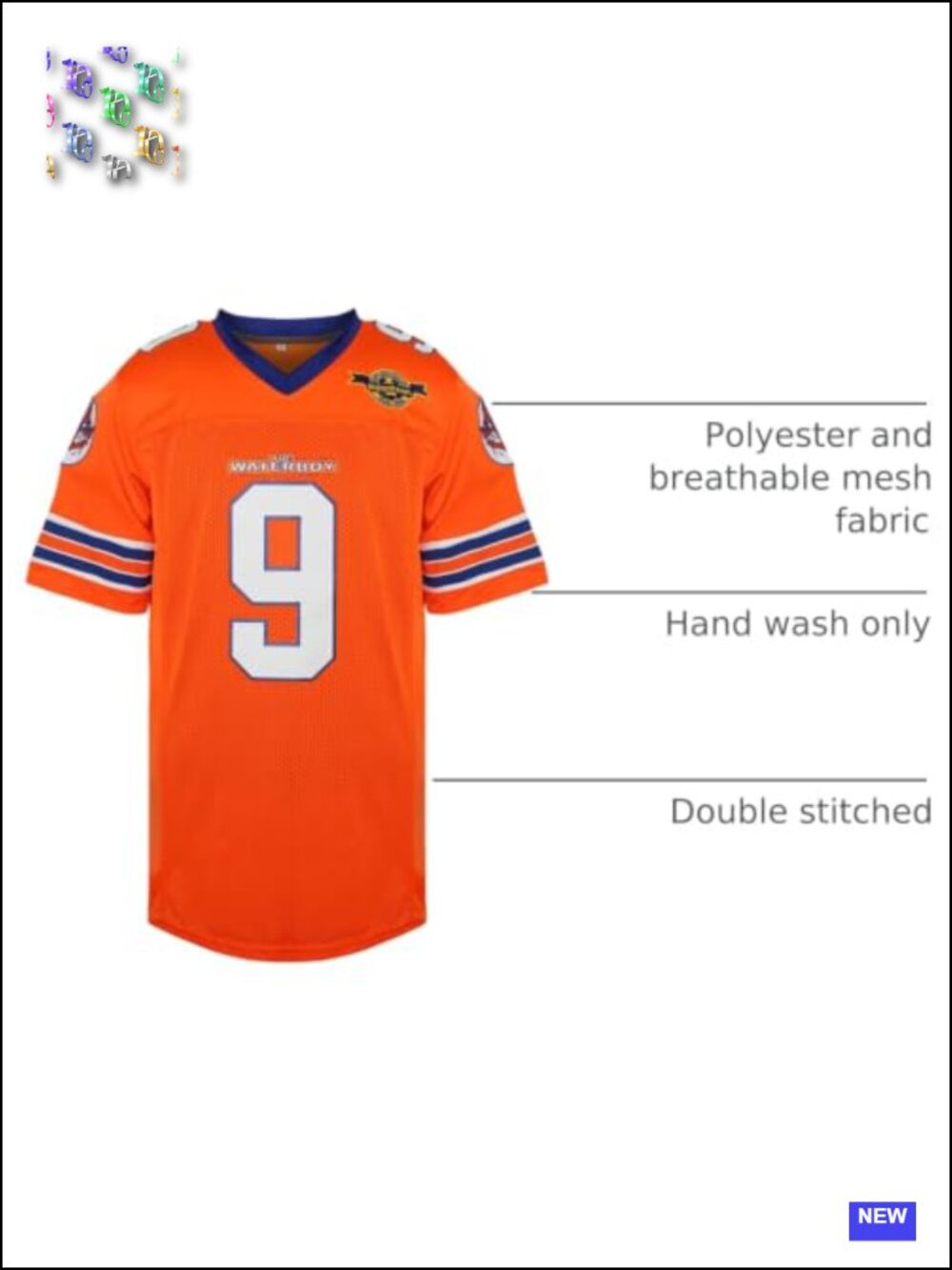 Mud Dogs Football Jersey Bobby Boucher #9 Waterboy Adam Sandler Movie Costume - Picture 3 of 6